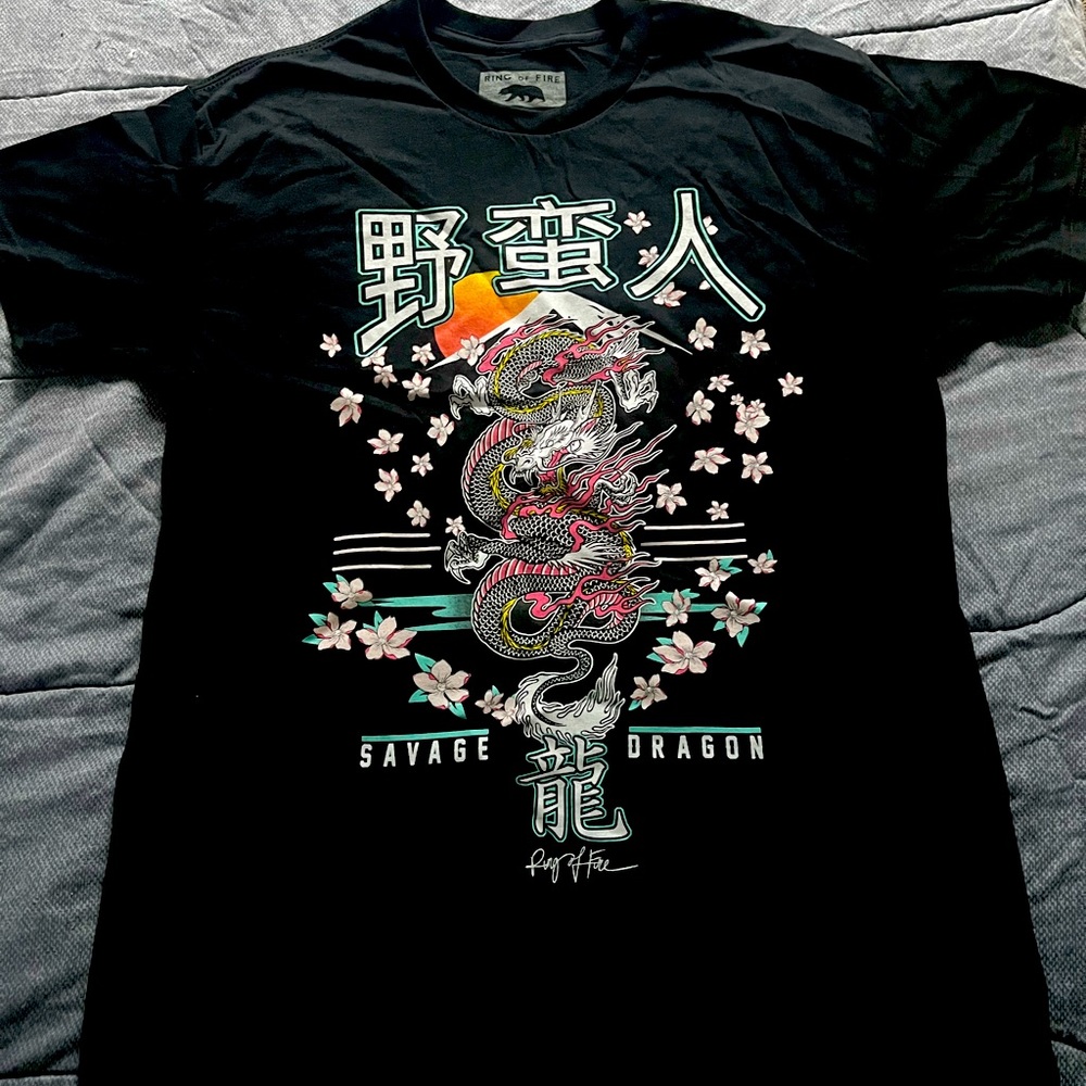 Black men’s Dragon with Floral design Large